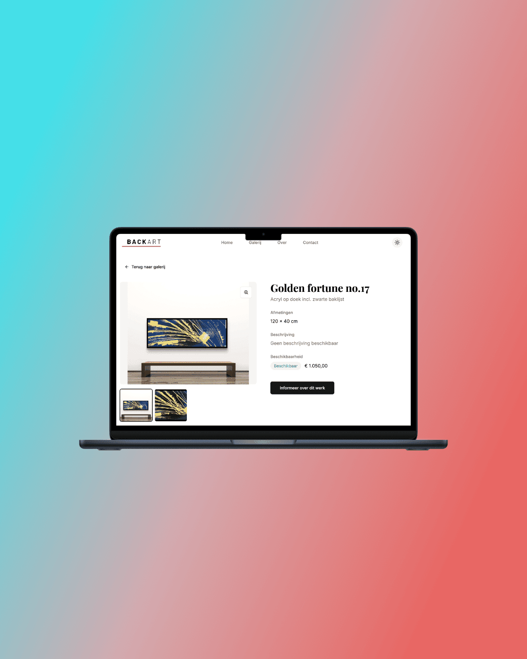 Preview van Backart op mobiel