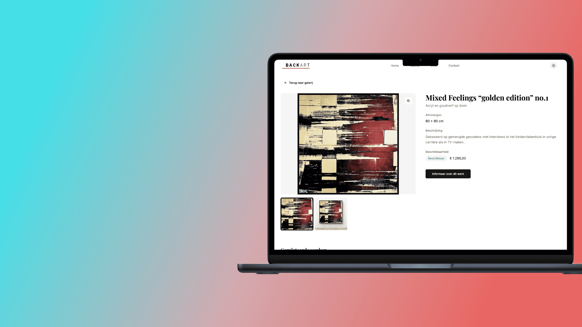 Preview van Backart op desktop