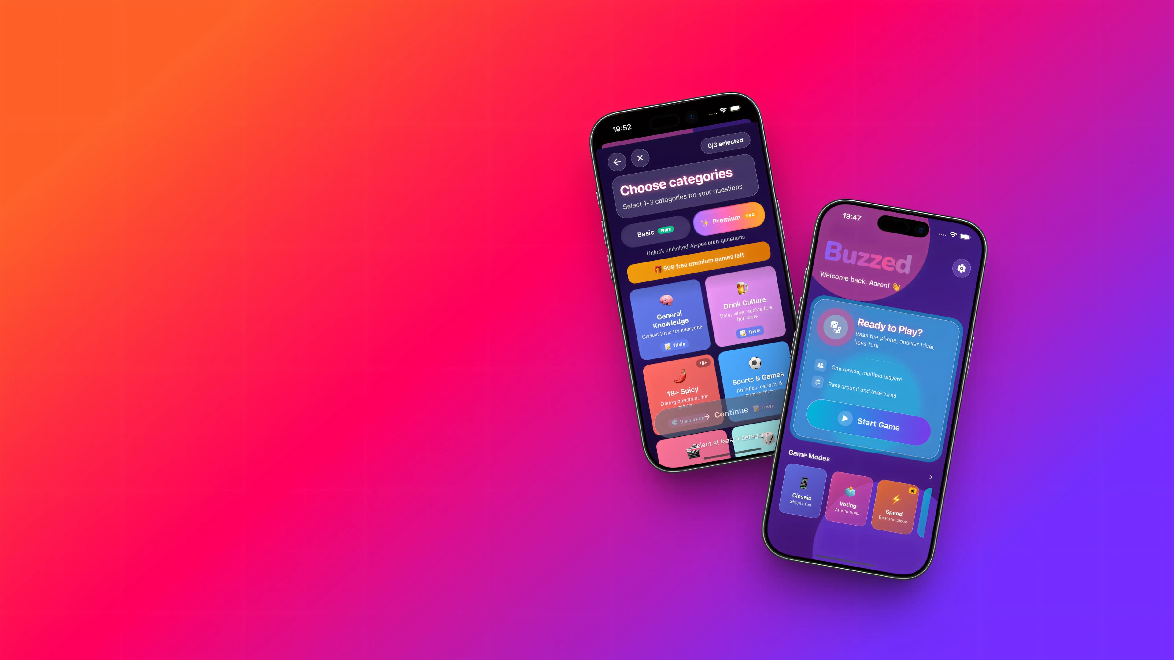 Preview van Buzzed party game op desktop