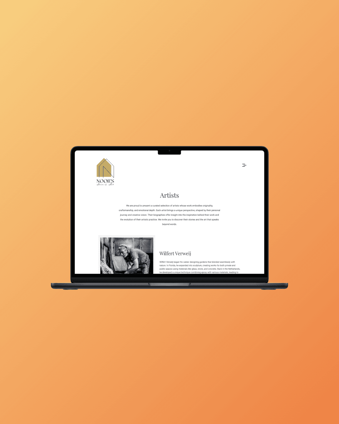 Preview van Noor's House of Art op mobiel